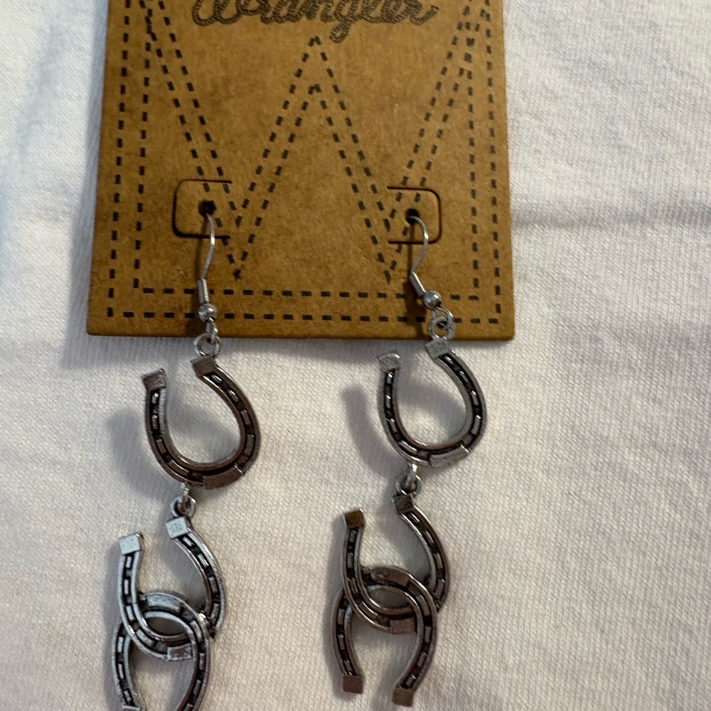 Wrangler Silver Double Horseshoe Earrings